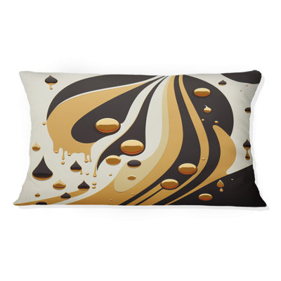 Golden Circular Universe I - Abstract Geometric Printed Throw Pillow