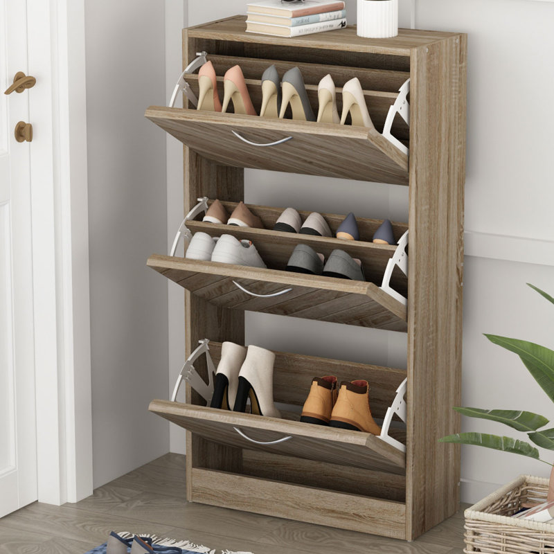 18 Pair Shoe Storage Cabinet, Brown