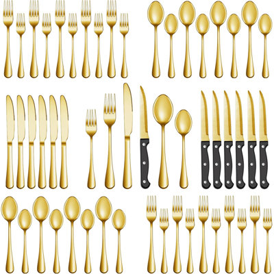 24 Pcs Silverware Set With Steak Knives Service For 4,stainless Steel Flatware Set,mirror Polished Cutlery Utensil Set,home Kitchen Eating Tableware Set,include Fork Knife Spoon Set,dishwasher Safe