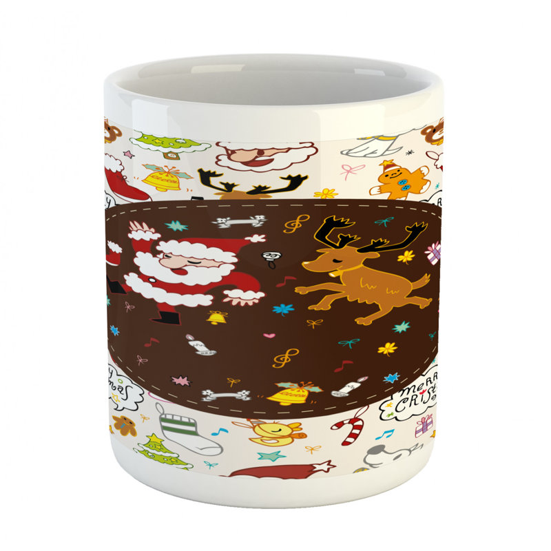 Grande tasse à café avec père noël et renne danse
