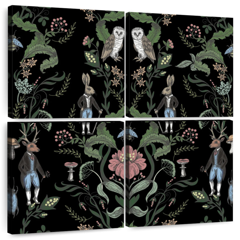 Créatures de nuit rétro florales, H 26 po x l 26 po