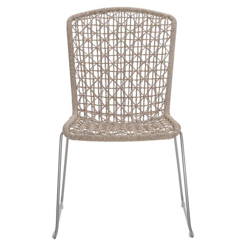 Carmel Beige Woven Wicker Outdoor Dining Chair