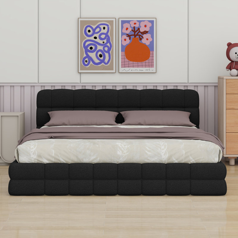 Upholstered Platform Bed, Black