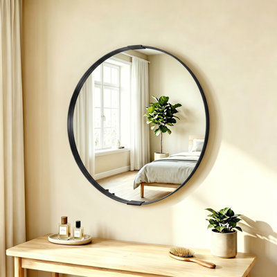 HOMCOM Round Wall Mirror Wall Mounted Bathroom Mirror