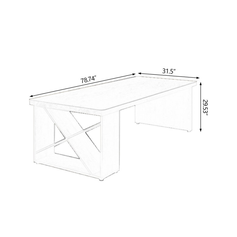 Bureaux rectangulaires en bois massif noyer clair, H 29,53 po x l 78,74 po x P 31,5 po