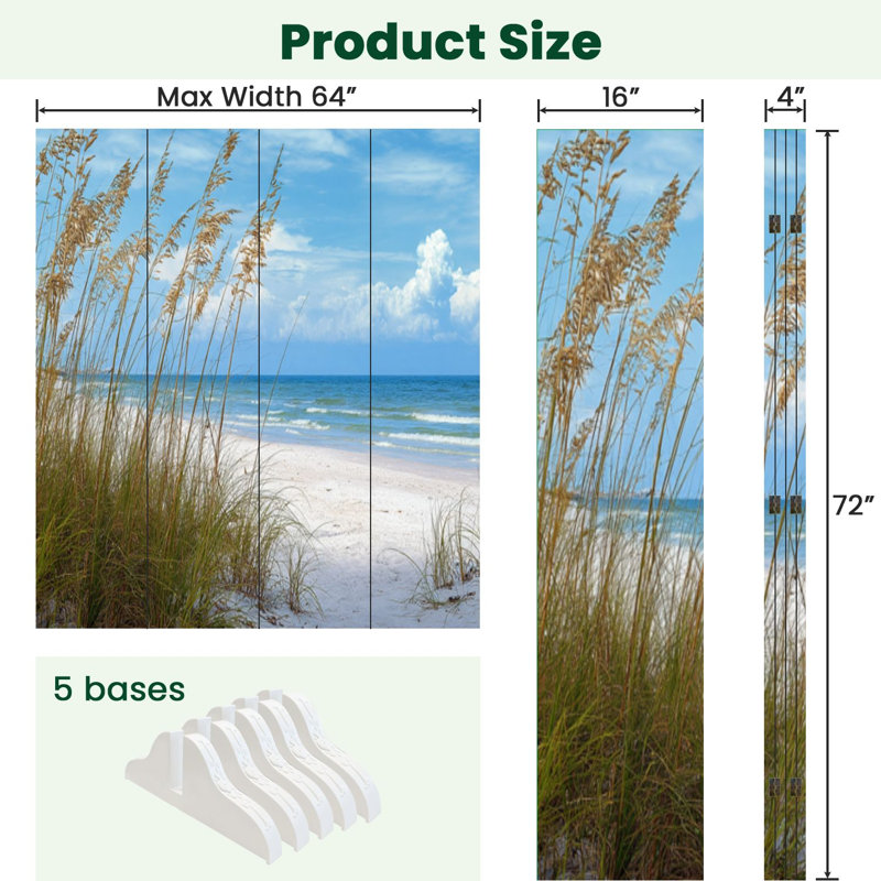Cloison pliante 4 panneaux à 4 panneaux Royal Beach Florida, 4, H 71 po x l 64 po x P 1 po