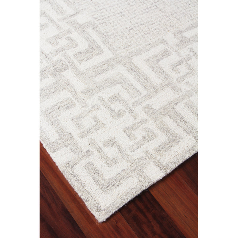 Caprice Oriental Handmade Wool Aqua Area Rug, Rectangle 9' x 12', Silver/Ivory