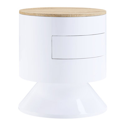 White Accent Table With Display And Utility - Fully Assembled, No Wait Modern Glossy Assembly