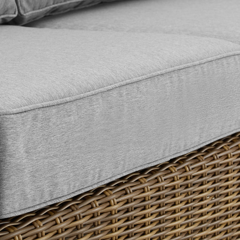55'' Wide Metal Loveseat with Cushions, Gray, Brown