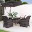 Ensemble repas pour 4 personnes en osier avec table ronde, coussins inclus