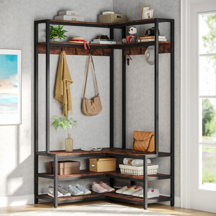 17 Stories Hall Tree 47.24'' Wide with Bench and Shoe Storage