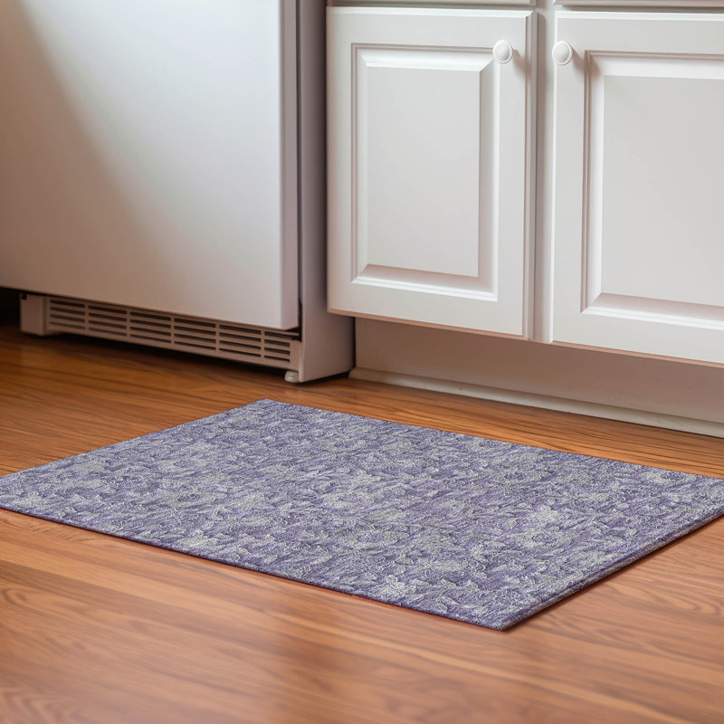 Tapis aubergine de qualité supérieure lavable à la machine Prisco, Rectangle 1 pi 8 po x 2 pi 6 po