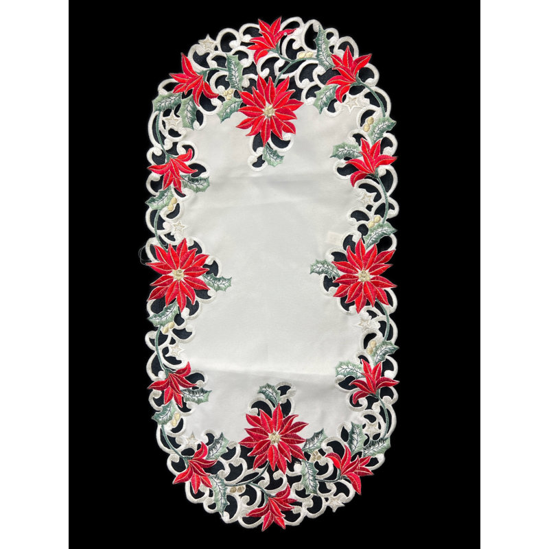 Chemin de table Christmas Poinsettia, L 28 po x l 14 po