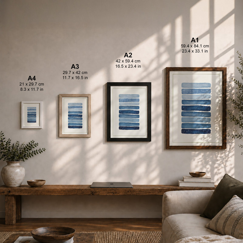 Calm Water Layers Minimalist - Print, A2 - 59.4 x 42.0 cm, Oak