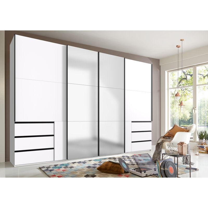 Guardino 4 Door Wardrobe, White, 236cm H x 350cm W x 65cm D