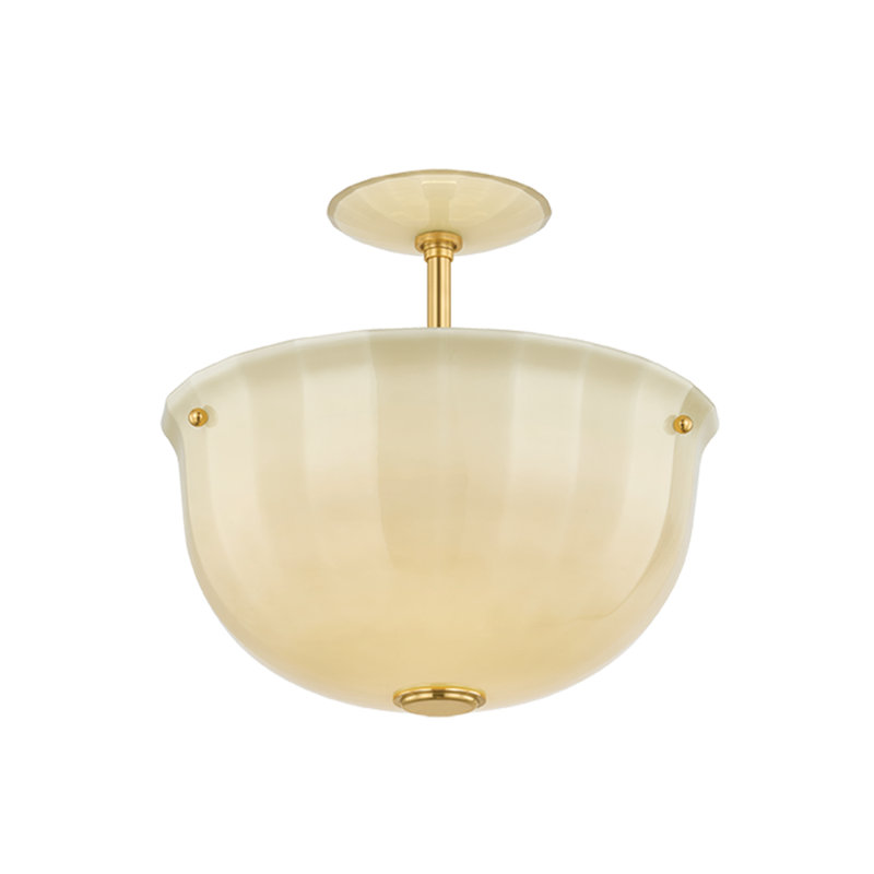 Nevins Semi Flush, Aged Brass