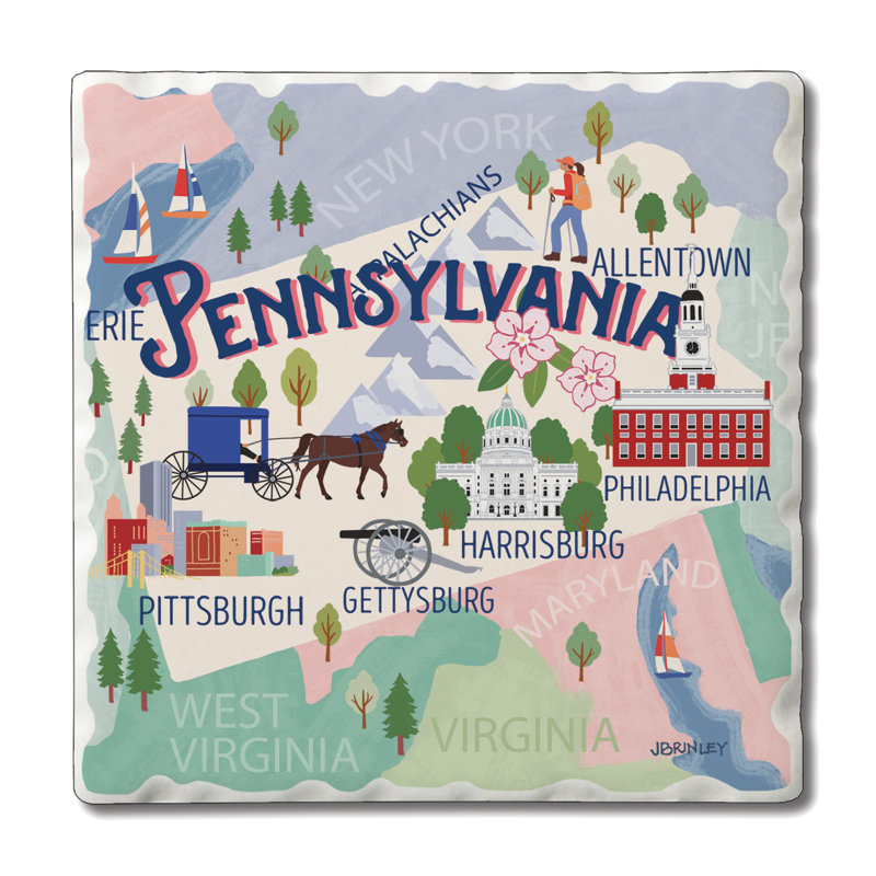 Ensemble de sous-verres 4 pièces Thirlystone Pennsylvania