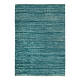 Blue Kilim Silk Wool Tweed Rug - 10' x 14'