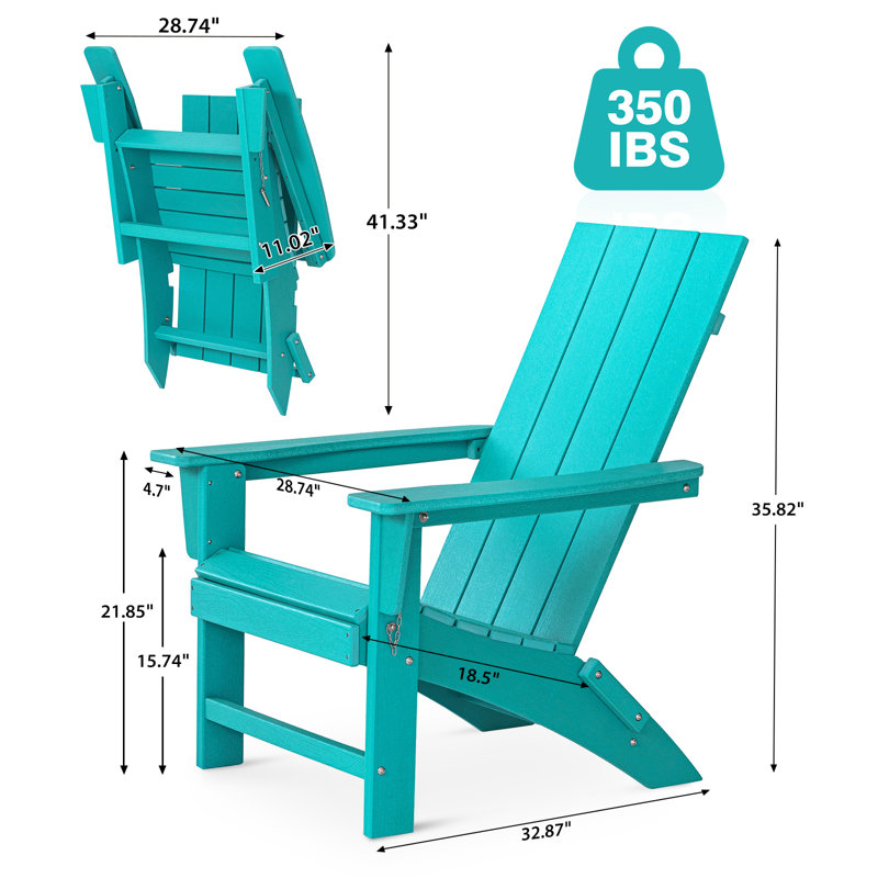 Heimo Weather-Resistant Foldable Adirondack Chair, Teal