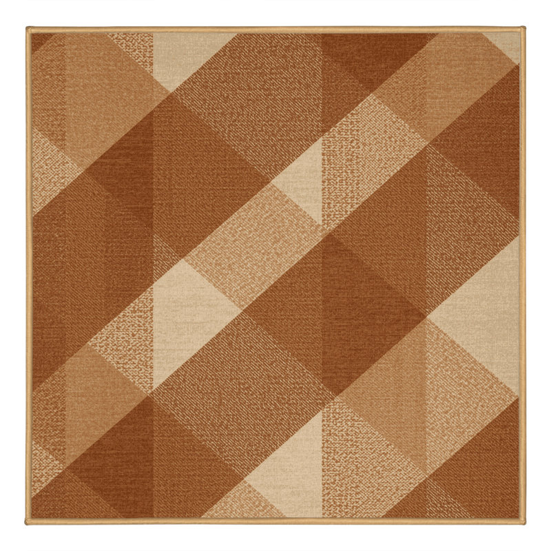 Tapis traditionnel en tissu écossais lavable à la machine Manhasset - brun clair, 6' Square