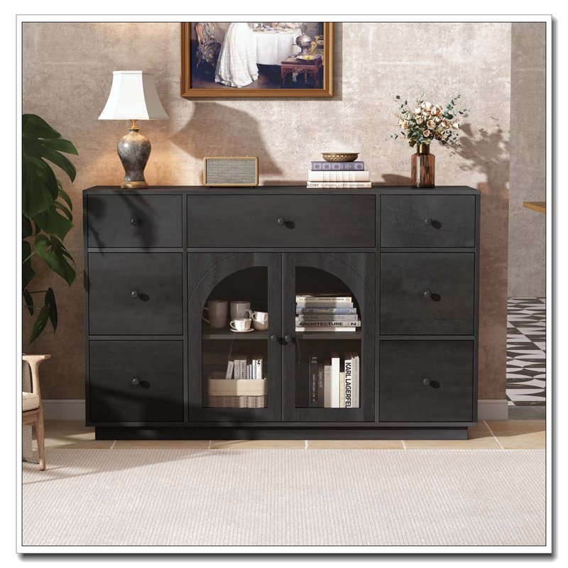 Armoire de rangement 7 tiroirs 7 portes, Noir