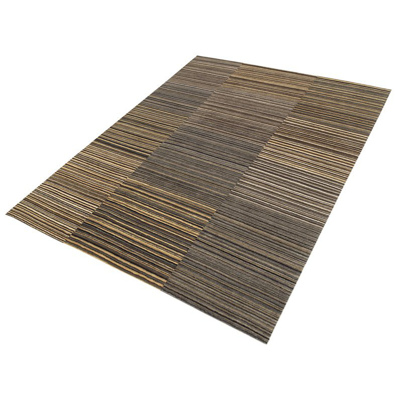 Spectrum Striped Hand-Knotted Wool Brown/Gray Area Rug, Brown/Gray, Rectangle 8' x 10'