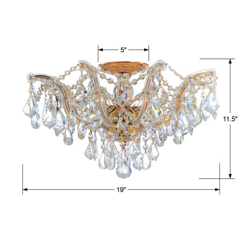 Weekes 5-Light 19" Semi Flush Mount, Polished Chrome, Swarovski Elements