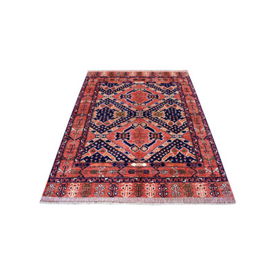 5'3" x 6'6" New Hand Knotted Red Wool Rectangle Oriental Rug - MOA10256895