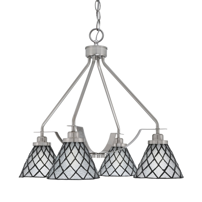 Lustre 4 lumières Odyssey Downlight, Noir/gris, Nickel brossé