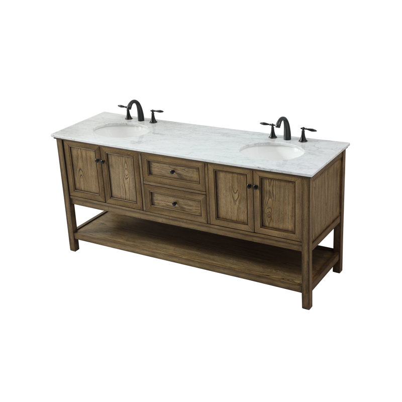 Bonsai 72'' Double Bathroom Vanity with Carrara Marble Top, Dark Brown