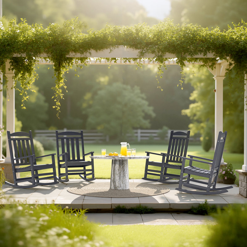 Aulika Outdoor HDPE Patio Rocking Chairs, Gray