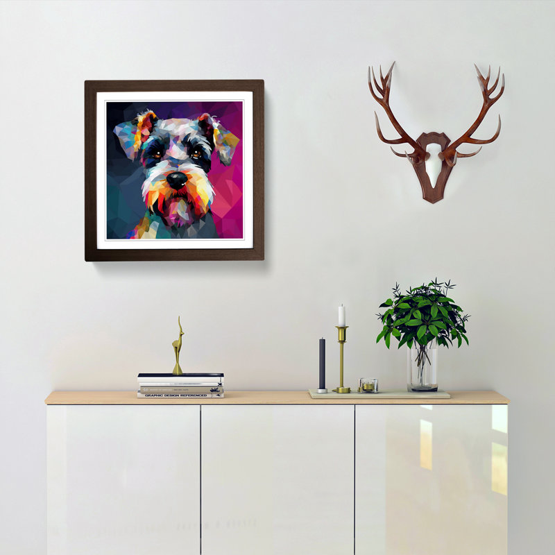 Schnauzer Abstract No.3 - Framed Print, Walnut