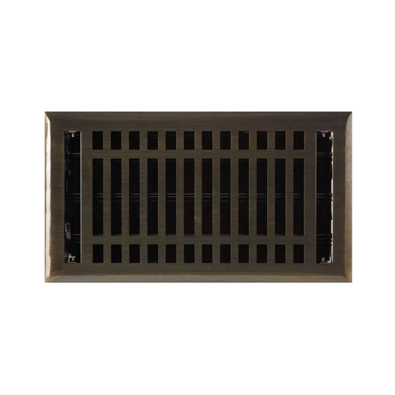 Contemporary Steel Floor Register, Polished Brass, 6" x 10"