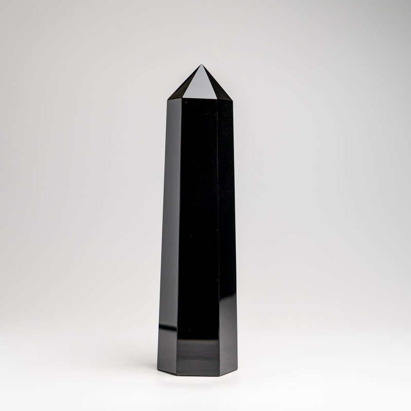 Genuine Polished Black Obsidian Point (1 Lb), 7" H x 1.75" W x 1.5" D