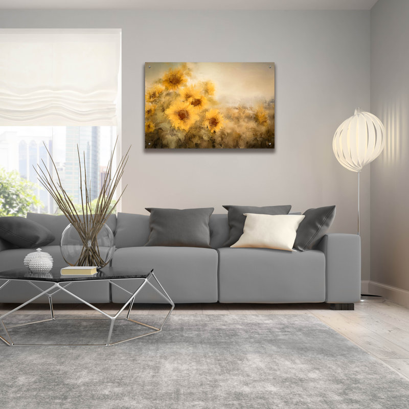 «Fall Sunflowers» par Ashley Bradley, art mural en verre acrylique, H 24 po x l 36 po x P 0,2 po
