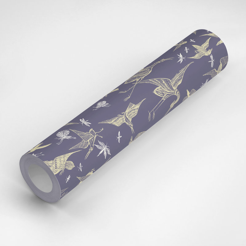 Nomad Chasing Birds 10' L x 24" W Peel and Stick Wallpaper Roll, Purple