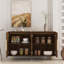 Buffet en bois moderne avec rangement, grand buffet cannelé avec tablettes réglables, crédence, console d'appoint