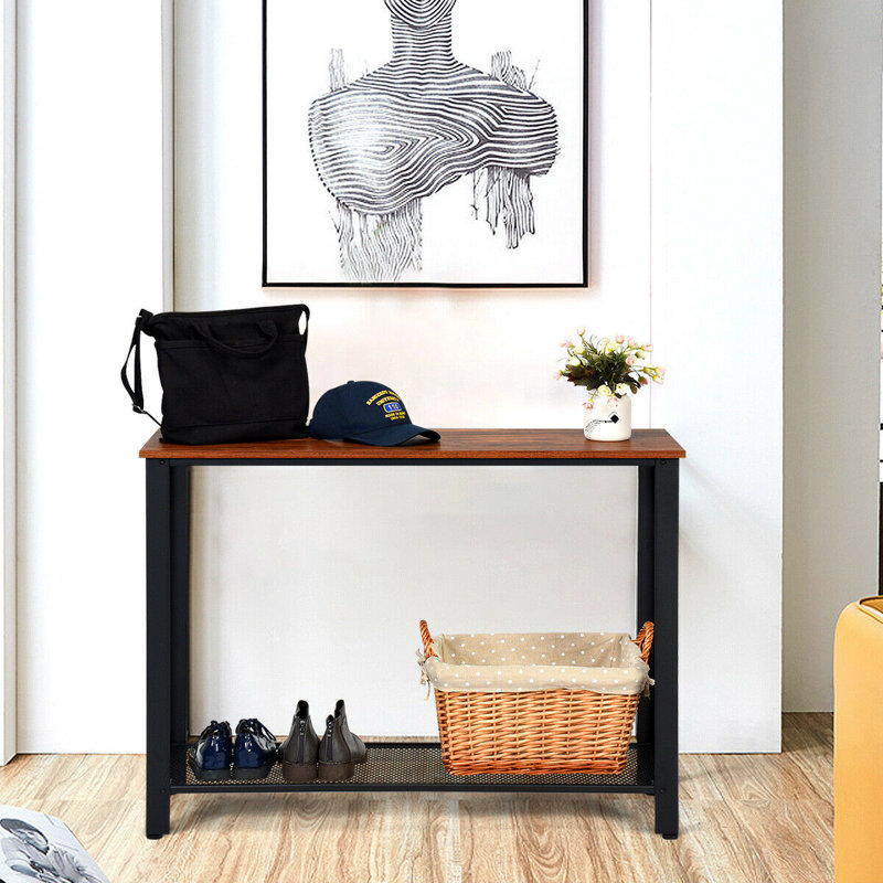 Amrane 40'' Console Table, Black, Brown