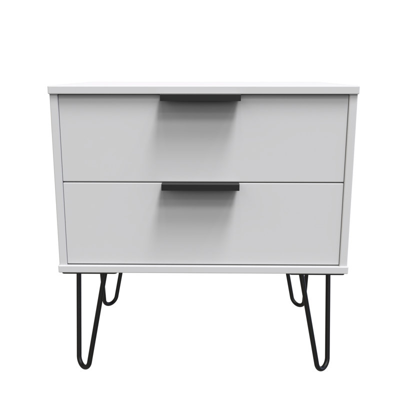 Turah 2 Drawer Midi Chest (Ready Assembled), Grey Matt