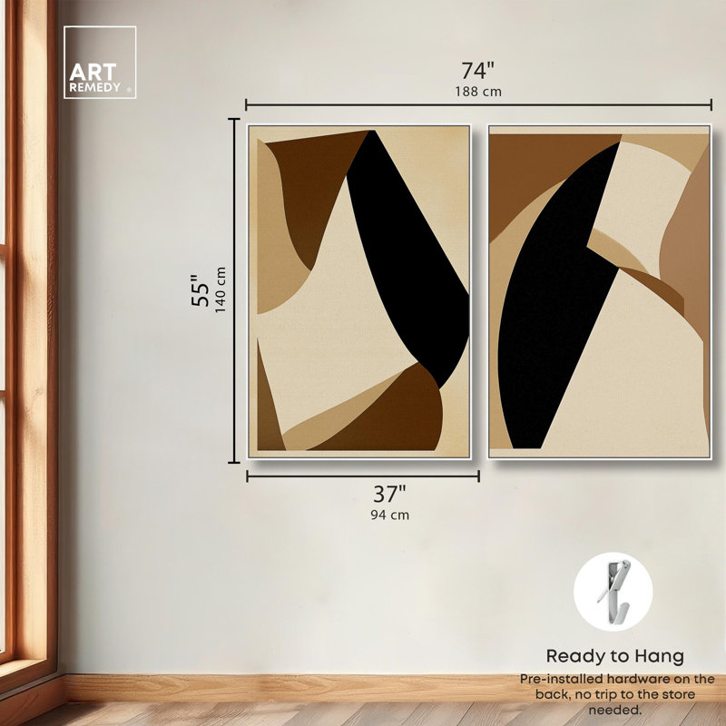 «Desert Forms Duo», ensemble de reproductions d'art sur toile par Art Remedy, cadre blanc, 36 x 54, H 55 po x l 37 po