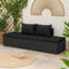 Chaise longue de patio en rotin de polyester noir, coussins en tissu doux, 77 pouces
