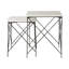  Ensemble moderne de deux tables gigognes en marbre blanc et métal noir