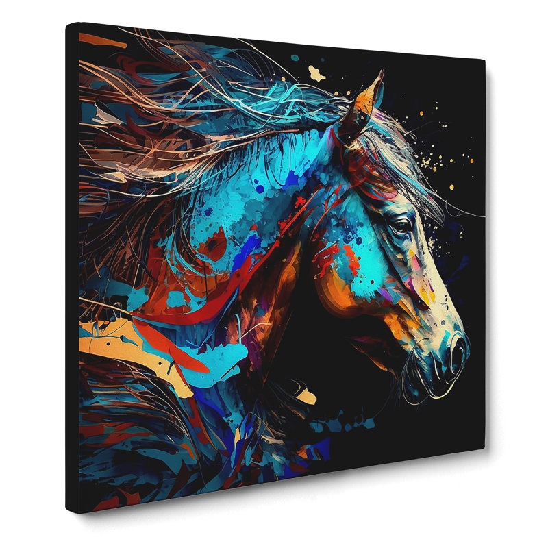 Horse Abstract Expressionism No.1 - No Frame Print, 35cm H x 35cm W x 3cm D