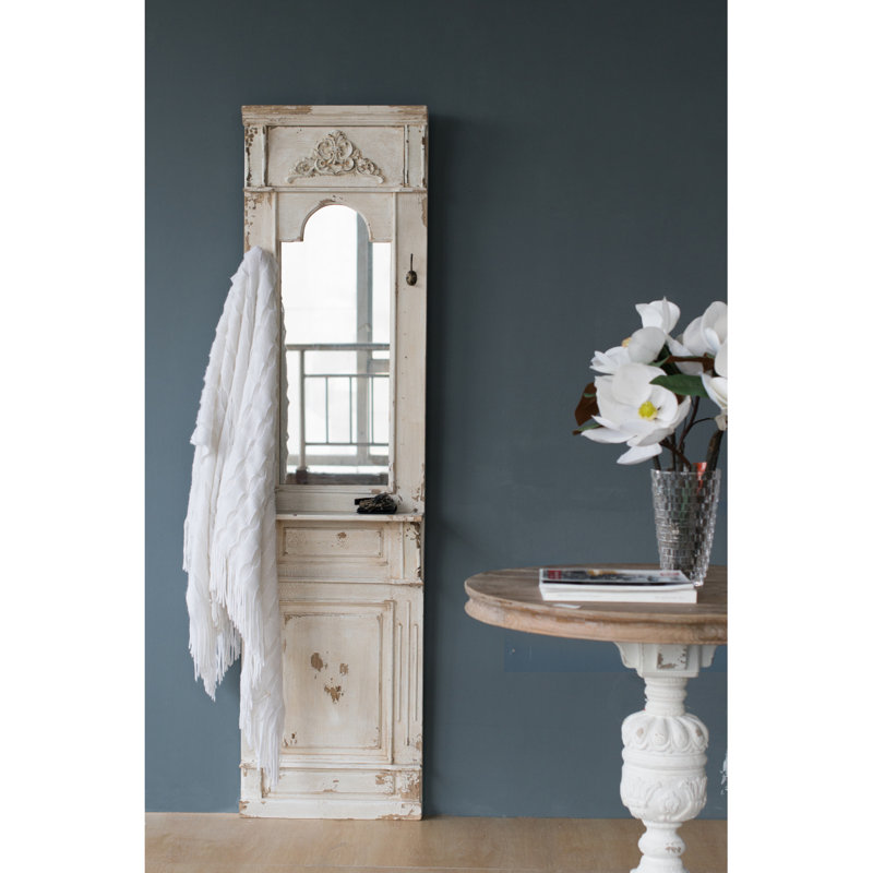 Miroir mural 20 po x 76 po, blanc antique rétro
