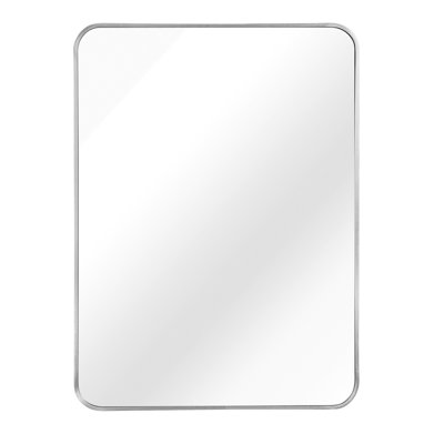 Rectangular Bathroom Wall Mirror - 22x30 Inches, Silver Metal, 4mm Hd Glass, Filler, Shatterproof Design Aluminum, , High Definition Easy Setup