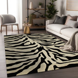 Hand Tufted Wool Animal Print Area Rug in Black