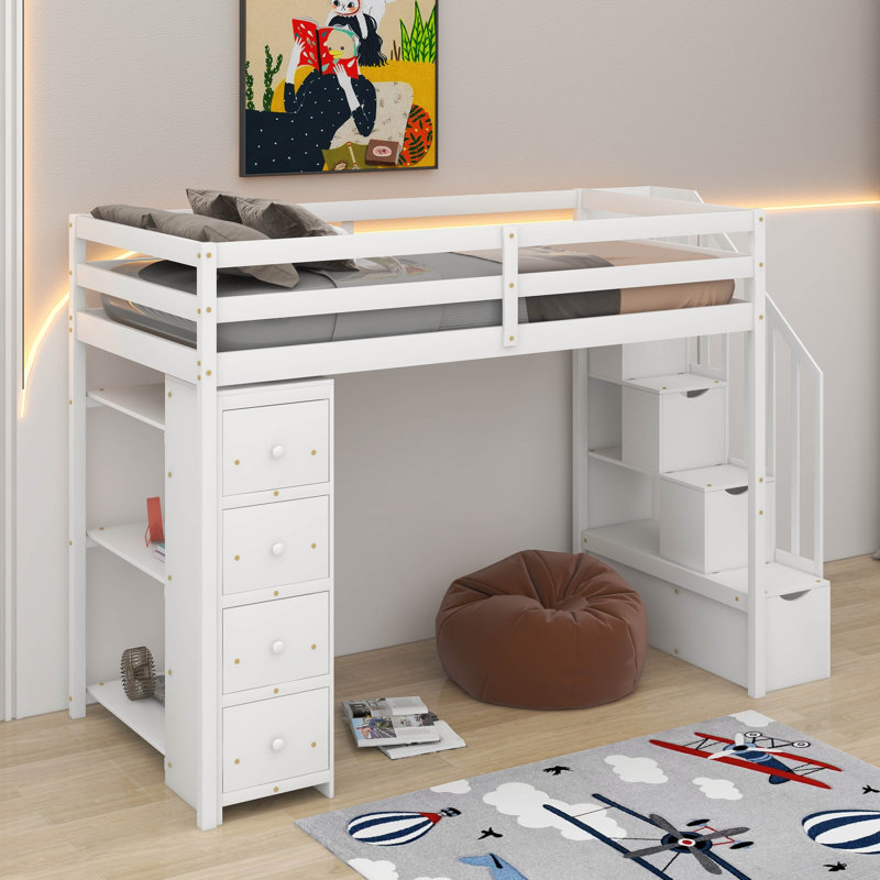 Lit mezzanine simple avec tiroirs