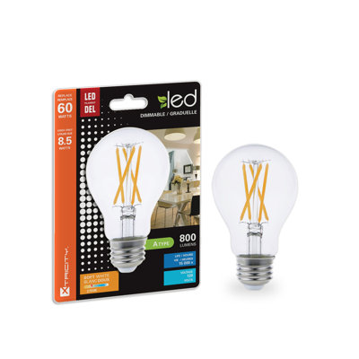 9 watts (60 watts équivalent), a19 del, ampoule à intensité variable, e26/moyen (standard) de base