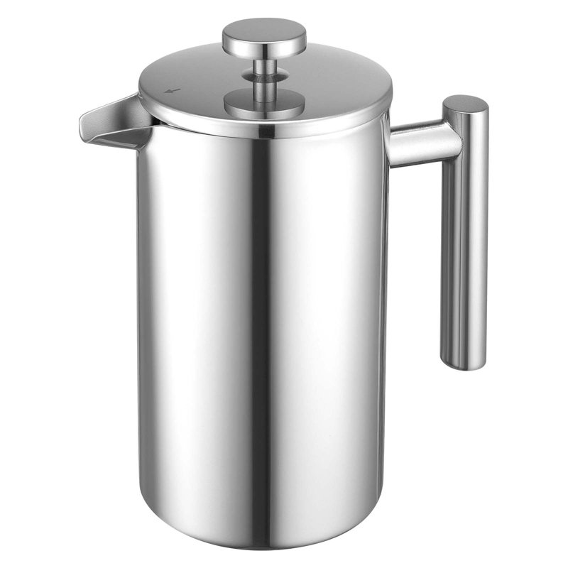 French Press Coffee Maker 34 oz Stainless Steel French Coffee Press Silver