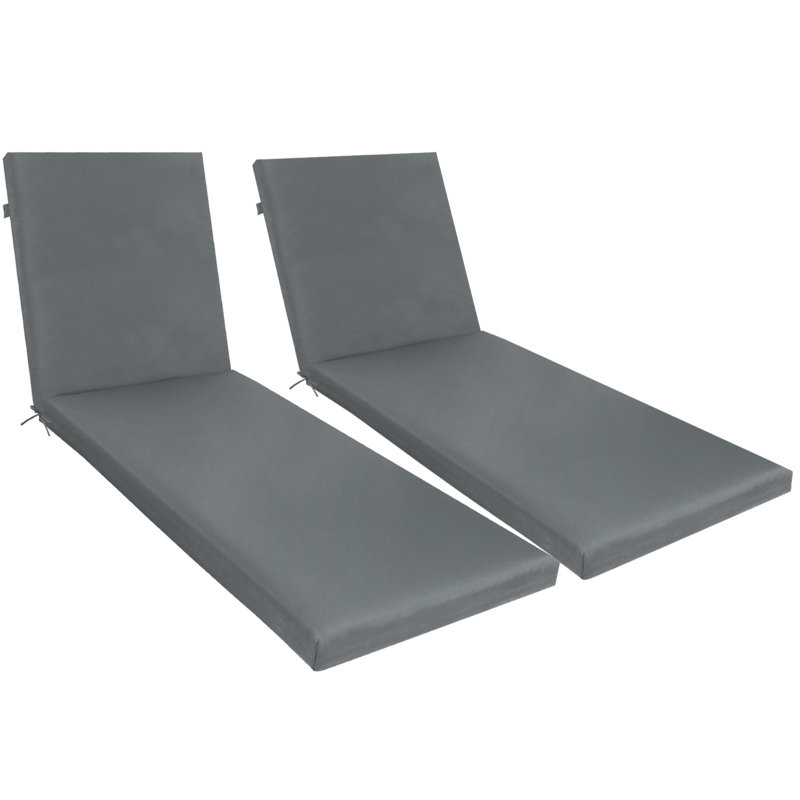 Outdoor Lounge Chair Cushion 2PCS Set Replacement Patio Funiture Seat Cushion Chaise Lounge Cushion-Lakeblue, Gray